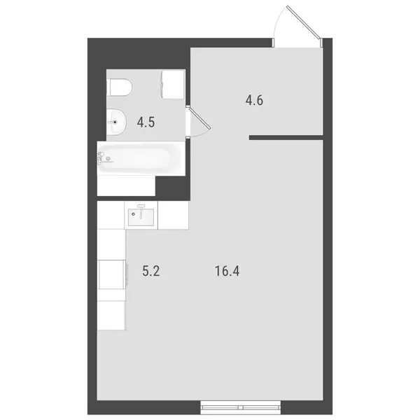 Студия  30.16 м² - Изображение