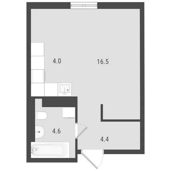 Студия  29.16 м² - Изображение
