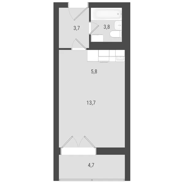 Студия  29.4 м² - Изображение