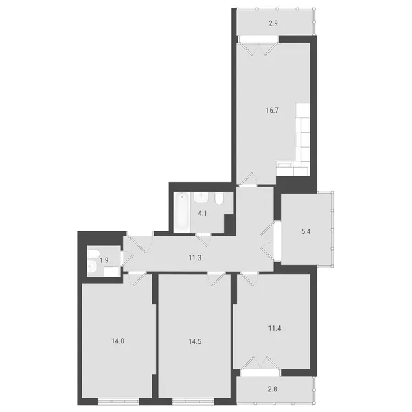 3-комнатная  78.5 м² - Изображение