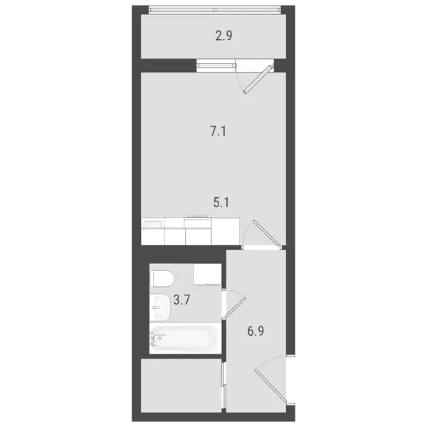 Студия  24.4 м² - Изображение