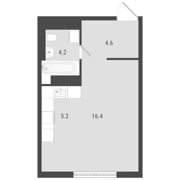 Студия  29.99 м² - Изображение