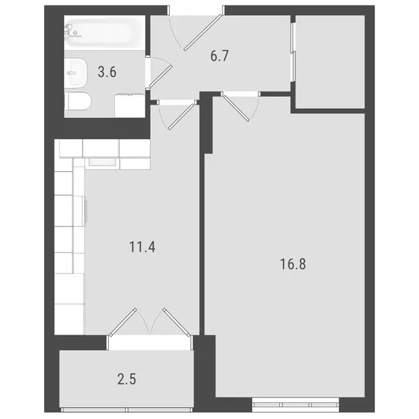 1-комнатная  40.1 м² - Изображение