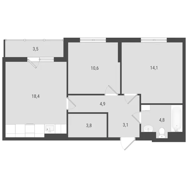2-комнатная  63.21 м² - Изображение