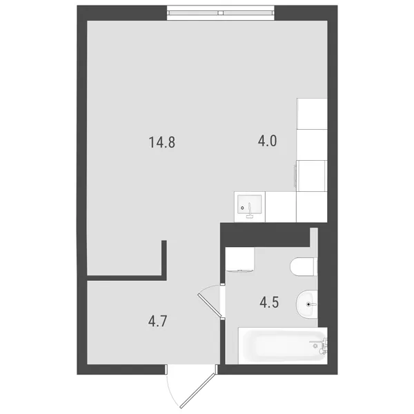 Студия  28.19 м² - Изображение