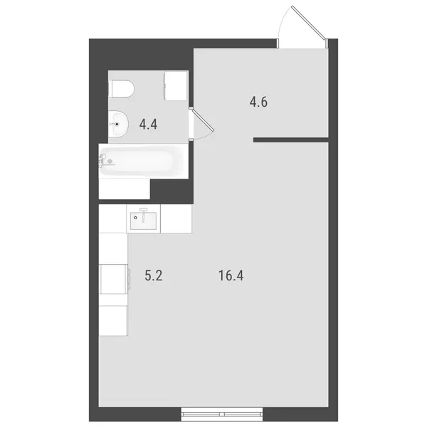 Студия  30.16 м² - Изображение