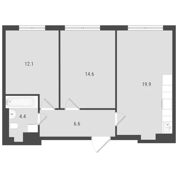 2-комнатная  56.78 м² - Изображение