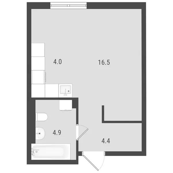 Студия  29.16 м² - Изображение