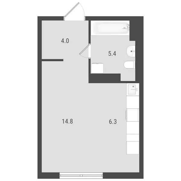 Студия  29.26 м² - Изображение