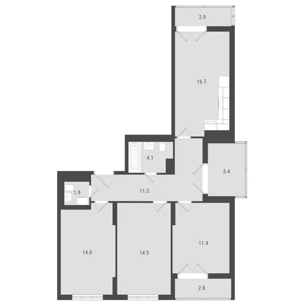 3-комнатная  84.5 м² - Изображение
