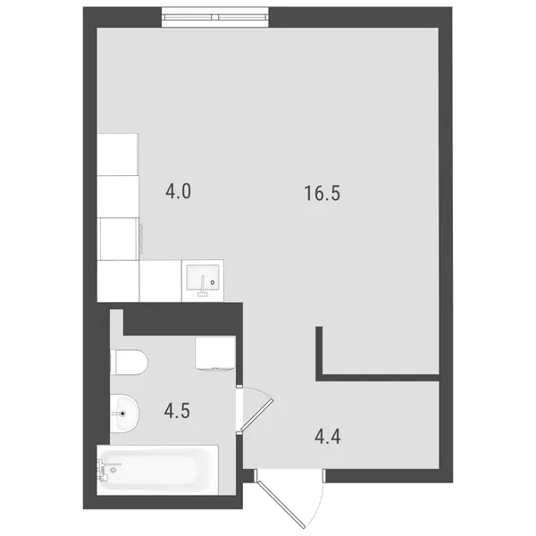 Студия  29.16 м² - Изображение